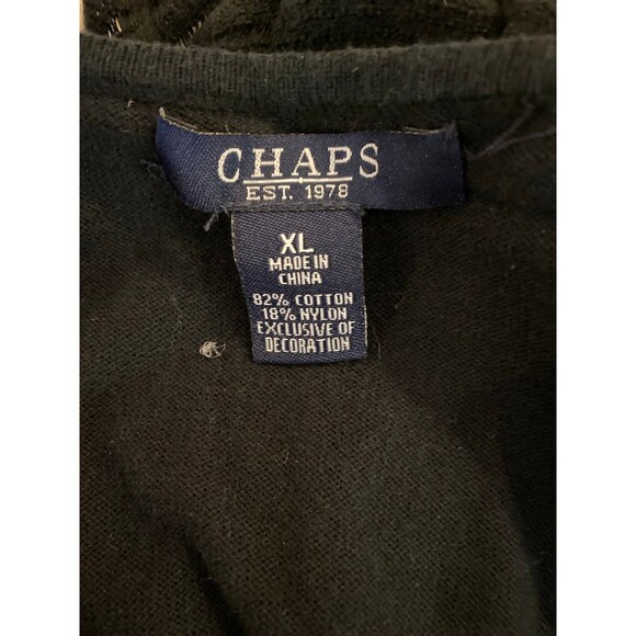 Chaps Women’s Lightweight Sweater Top Plus Size XL Navy Blue V Neck Lace Ruffle - Picture 7 of 10